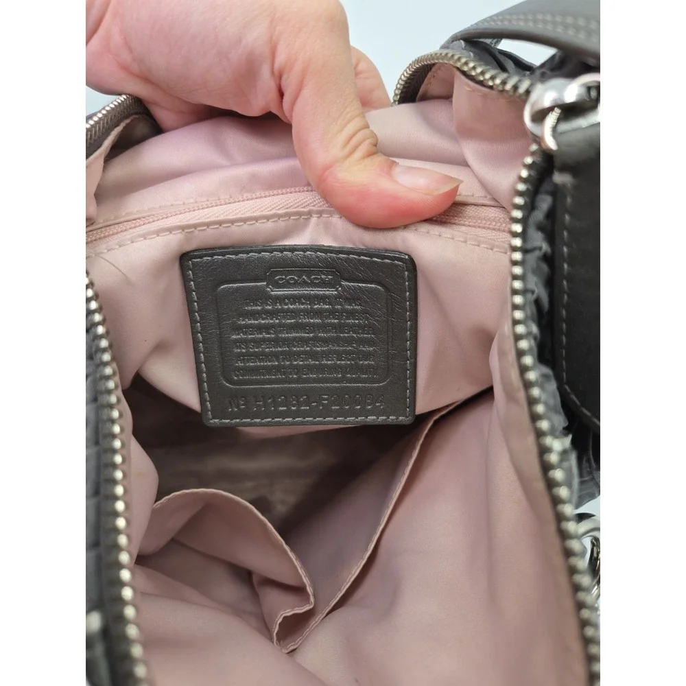 Coach Ashley Gathered Satin Satchel Bag Gray